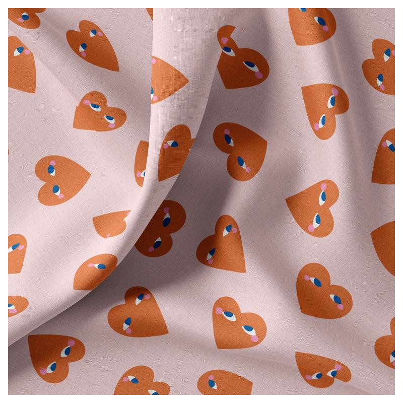 Printed Cotton DODY Light Pink / Vermilion
